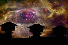 星云星系巴克兰轮廓大坝晚上天空