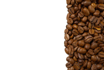 纹理咖啡豆子烤咖啡豆子背景关闭咖啡豆子复制空间白色背景