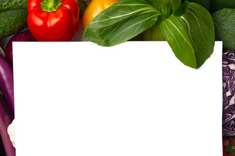 空白一块纸说谎蔬菜布局类型蔬菜模拟食物背景边境框架色彩斑斓的新鲜的蔬菜国内厨房素食者食物