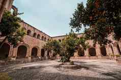 视图中世纪的修道院埃斯特雷马杜西班牙