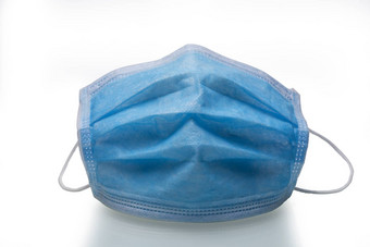 医疗面具孤立的白色背景蓝色的医疗面具
