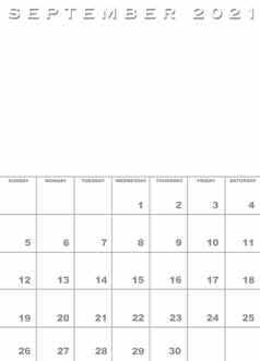 9月日历模板