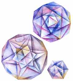 水彩钻石晶体集