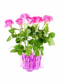 花束玫瑰粉红色的花瓶