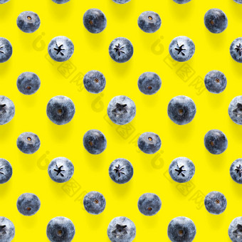 时尚的无缝的模式蓝莓蓝莓模式孤立的黄色的背景