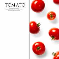 有创意的布局使番茄白色背景有创意的平躺集西红柿简单的文本白色背景复制空间