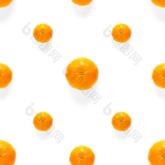 新鲜的普通话接缝模式成熟的水果<strong>橘子</strong>无缝的模式新鲜的柑橘类孤立的白色背景模式平躺克莱门泰