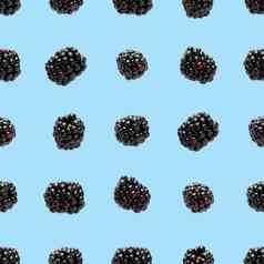 悬钩子属植物无缝的模式新鲜的黑莓无缝的模式模式新鲜的野生浆果孤立的蓝色的背景