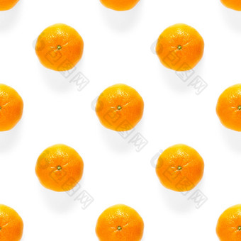 新鲜的普通话接缝模式成熟的水果<strong>橘子</strong>无缝的模式新鲜的柑橘类孤立的白色背景模式平躺克莱门泰