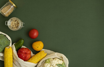 蔬菜生态袋坚果玻璃Jar绿色表面胡椒番茄<strong>玉米黄</strong>瓜西兰花菜花可重用的购物生态友好的棉花织物袋浪费塑料免费的