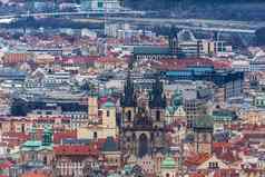空中视图布拉格小镇城市景观hurch