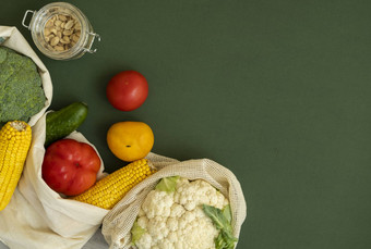 蔬菜生态袋坚果玻璃Jar绿色表面胡椒番茄玉米黄瓜西兰花菜花可重用的购物生态友好的棉花织物袋浪费塑料免费的