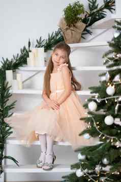 女孩公主衣服庆祝圣诞节圣诞节魔法仙女演讲快乐童年