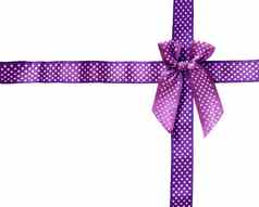 闪亮的丝带紫色的弓做准备盒子框架孤立的白色引入