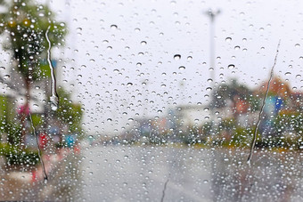 挡风玻璃雨下降车窗口