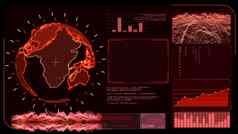 红色的警报监控数字全球世界地图技术研究白芍的分析软件
