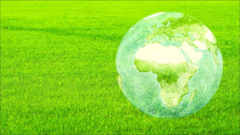 地球地图欧洲非洲地图绿色场保存环境生态植树造林气候改变概念