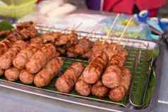 烤酸香肠食物泰国