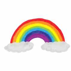 色彩斑斓的彩虹云水彩孤立的白色背景