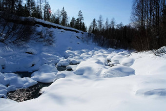 部分河免费的雪冰自然贝加尔湖