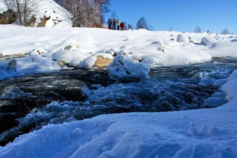 部分河免费的雪冰自然贝加尔湖