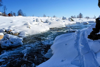 部分河免费的雪冰自然贝加尔湖