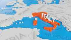 意大利突出显示白色简化世界地图数字渲染