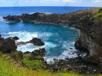 复活节岛海岸线复活节岛海岸岩石海洋