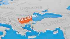 保加利亚突出显示白色简化世界地图数字渲染