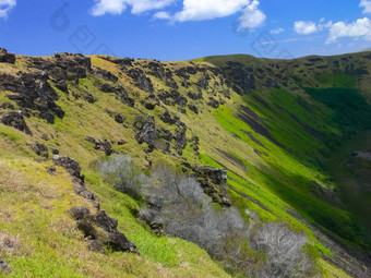 火山口已经灭绝的偷偷复活节岛自然岛