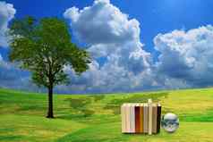 孤独的树堆栈书地球全球