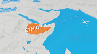 埃塞俄比亚突出显示白色简化世界地图数字渲染