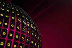 球喇叭色彩斑斓的灯生活音乐会音乐行业聚会，派对概念数字渲染