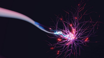 神经科学医疗概念数字渲染大脑细胞发送电信号