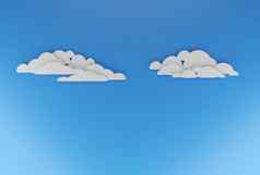蓬松的云蓝色的天空平剪纸设计数字渲染