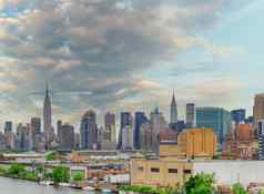 纽约城市6月全景视图曼哈顿天际线