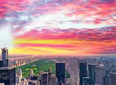 全景空中视图纽约城市天际线中央公园