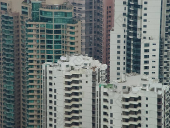 摩天大楼在香港香港城市景观阴霾烟雾城市