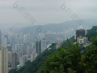 摩天大楼在香港香港城市景观阴霾烟雾城市