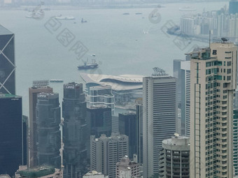 摩天大楼在香港香港城市景观阴霾烟雾城市