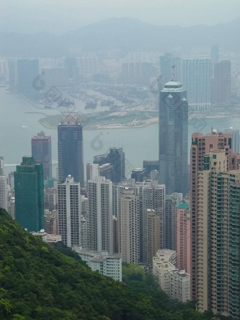 摩天大楼在香港香港城市景观阴霾烟雾城市