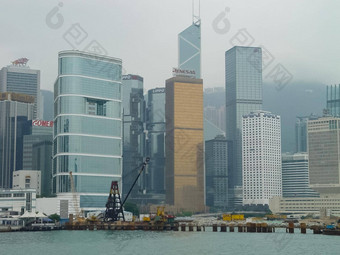 摩天大楼在香港香港城市景观阴<strong>霾</strong>烟<strong>雾</strong>城市
