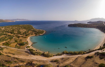 voulisma海滩克里特岛希腊无人机图片voulisma海滩蓝色的海洋蓝色的天空