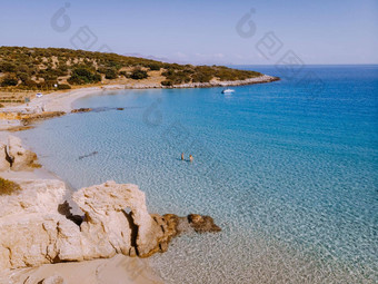 热带海滩voulisma海滩istron克里特岛希腊