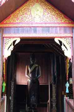 站佛雕像佛塔亚洲木佛教寺庙