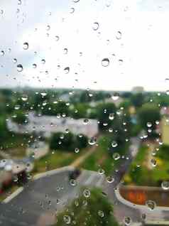 雨滴玻璃多雨的天气伤心一天