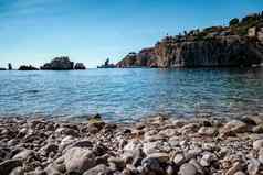 伊索拉漂亮陶尔米纳西西里空中视图岛伊索拉漂亮海滩蓝色的海洋水陶尔米纳西西里意大利