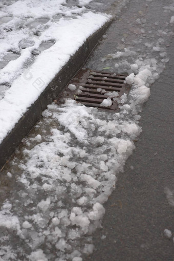 垂直图像停机坪上路显示表面排水雪