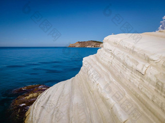 规模的土耳其楼梯土耳其人西西里意大利规模的土耳其岩石悬崖海岸realmonte港口empedocle南部西西里意大利