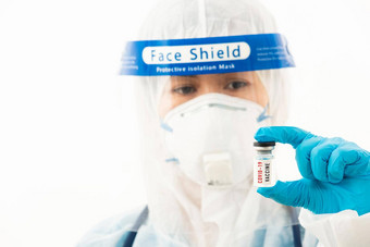 女医疗科学家佩普统一的穿脸面具保护